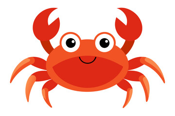 Vector Illustration of a Cartoon Crab in Watercolor Style, Painted on White Background, Ideal for Graphic Designs, Prints, and Creative Projects,