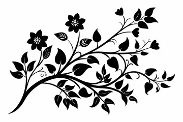 floral branch line art silhouette vector illustration