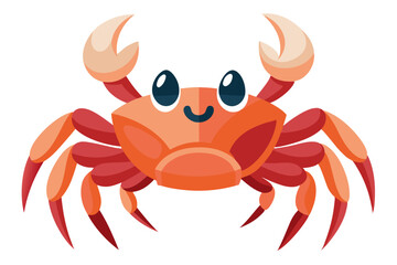 Vector Illustration of a Cartoon Crab in Watercolor Style, Painted on White Background, Ideal for Graphic Designs, Prints, and Creative Projects,