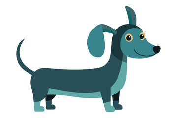 Vector Illustration of a Cartoon Dachshund Animation - Watercolor Painted Dachshund on White Background - Cute Dog Character in Vector Style - Perfect for Animation and Design Project,