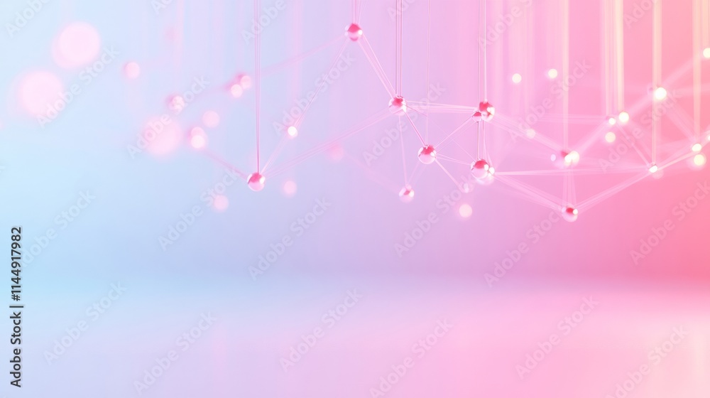 Aufkleber ethereal network of abstract connections in soft pastel light