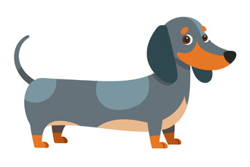 Vector Illustration of a Cartoon Dachshund Animation - Watercolor Painted Dachshund on White Background - Cute Dog Character in Vector Style - Perfect for Animation and Design Project,