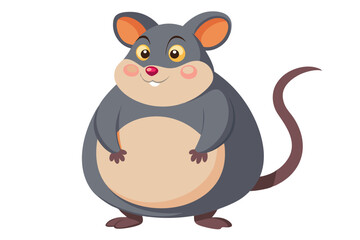 Vector Illustration of a Cartoon Fat Mouse Animation, Watercolor Style, Isolated on White Background, Adorable Fat Mouse Character Design, Cute Rodent Vector Illustration, Mouse Animation for Art ,