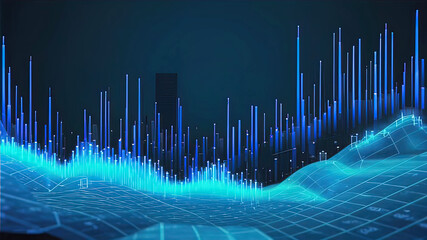 Abstract dark blue pixel tech background