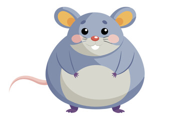 Vector Illustration of a Cartoon Fat Mouse Animation, Watercolor Style, Isolated on White Background, Adorable Fat Mouse Character Design, Cute Rodent Vector Illustration, Mouse Animation for Art ,