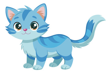 Watercolor Vector of a Cartoon Kitten Isolated on a White Background, Cute Kitten Illustration in Watercolor Style, Adorable Cat Vector Art for Kids Designs, Nursery Decor, and Creative Projects,