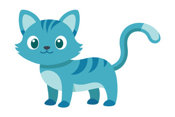 Watercolor Vector of a Cartoon Kitten Isolated on a White Background, Cute Kitten Illustration in Watercolor Style, Adorable Cat Vector Art for Kids Designs, Nursery Decor, and Creative Projects,