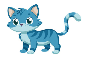 Watercolor Vector of a Cartoon Kitten Isolated on a White Background, Cute Kitten Illustration in Watercolor Style, Adorable Cat Vector Art for Kids Designs, Nursery Decor, and Creative Projects,