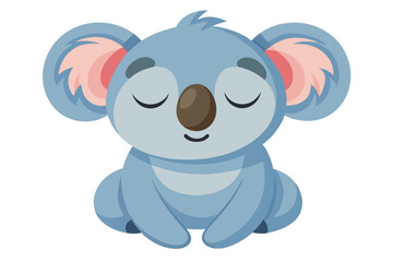 Vector Illustration of a Cartoon Koala Animation, Painted with Watercolor, Isolated on a White Background - Cute and Adorable Koala Art for Children’s Designs, Nature Themes, and Animal-Themed Project