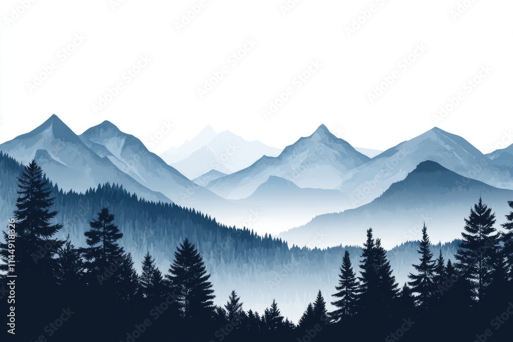 Poster mountain range with trees