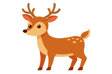 Vector Illustration of Cartoon Reindeer Animation | Watercolor Painted Reindeer Isolated on White Background | Cute Reindeer Animation Art | Vector Illustration of Holiday Reindeer Design,