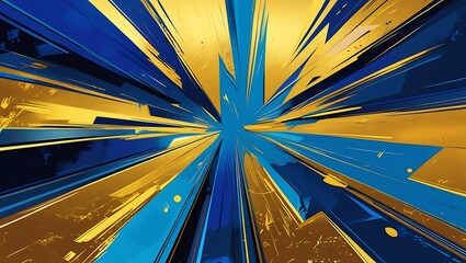 Abstract blue and golden geometric background. Generative Ai.