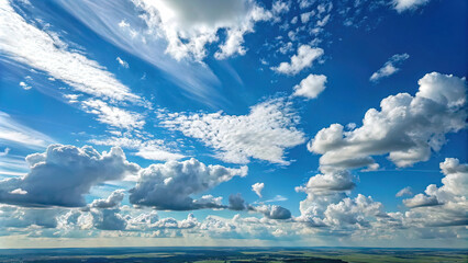 Sky view. Beautiful sunny sky. Background with clouds on blue sky. Clouds on blue sky.	
