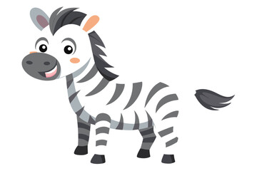 Watercolor Vector of a Cartoon Zebra Animation - Isolated on White Background, Cute Zebra Animation, Vector Illustration of Cartoon Zebra, Adorable Zebra in Watercolor Style, Perfect for Design ,