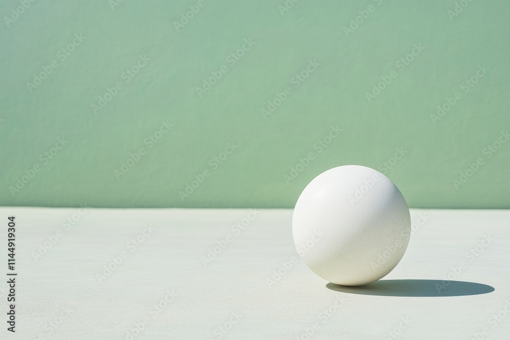 Poster pastel minimalism white ball on green background highlighting surreal and dynamic simplicity