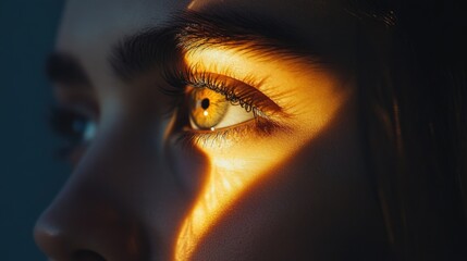 Close-up of eye with sun shining through