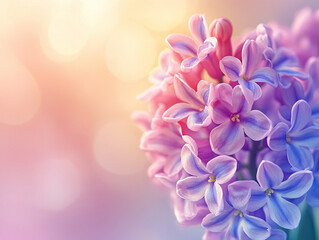 Wiosenne tło, piękne kolorowe kwiaty hiacynty, tapeta generative ai 