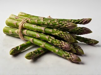 green asparagus on a white background