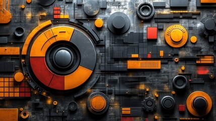 Fototapeta premium Abstract geometric design with circular elements.