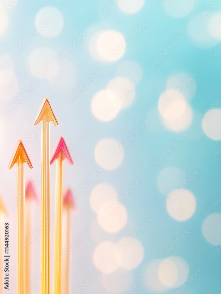 Poster multicolored arrows on pastel background symbolizing focus and collaboration
