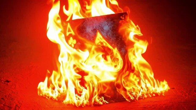 An Ace of Spades card engulfed in flames, creating a dramatic and intense visual. Perfect for gambling, risk, and destruction themes.. AI Generation