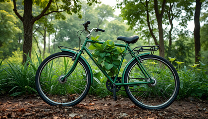 Fototapeta premium World Bicycle Day. Go Green Save Environment, masterpiece, with white tones