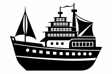 ship line art silhouette vector illustration