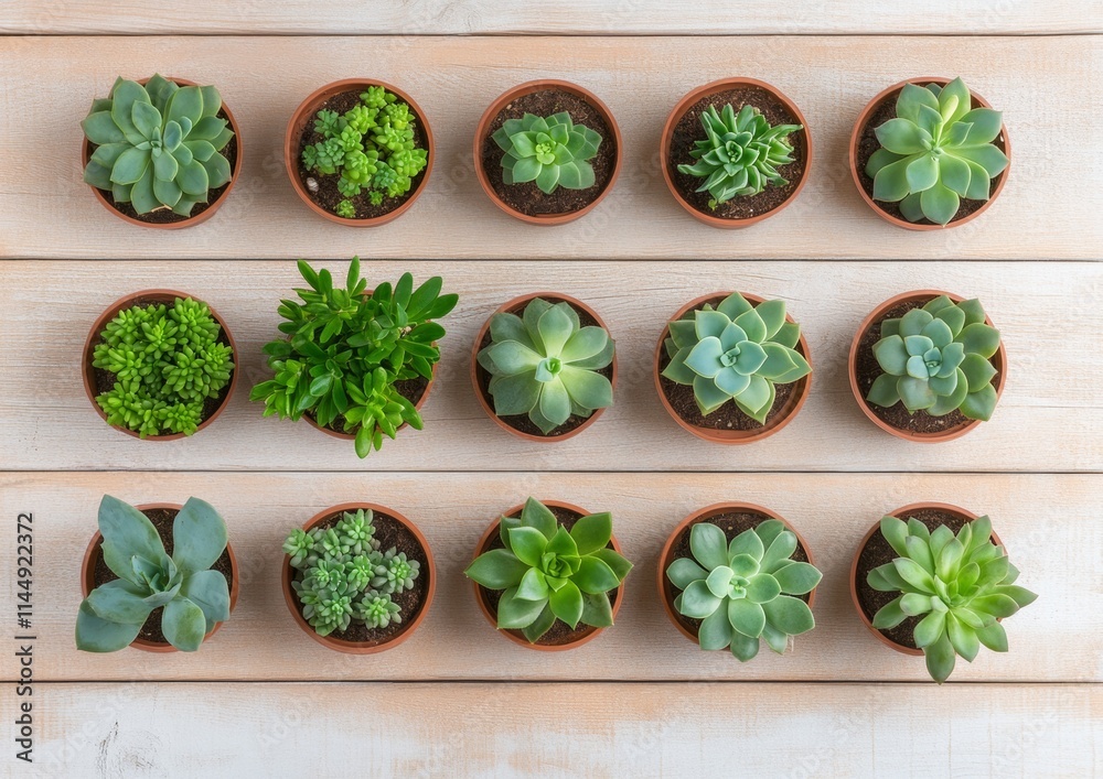 Aufkleber rare succulent display on wooden table natural light highlighting unique forms and textures