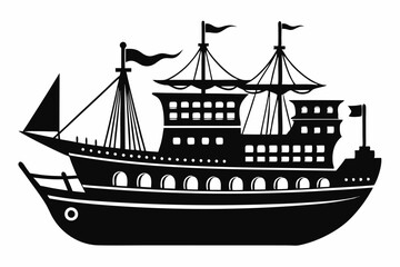 ship line art silhouette vector illustration