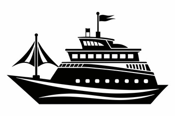 ship line art silhouette vector illustration
