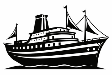 ship line art silhouette vector illustration