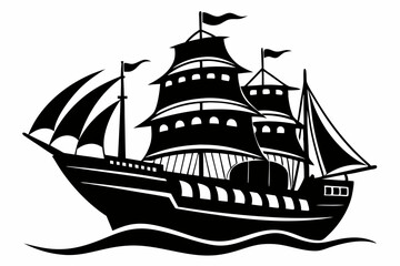 ship line art silhouette vector illustration