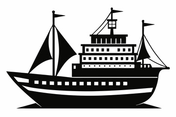 ship line art silhouette vector illustration
