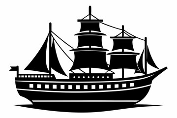 ship line art silhouette vector illustration