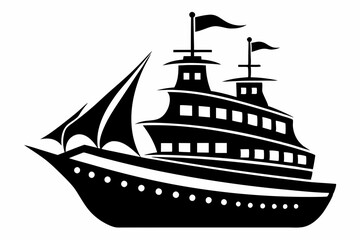 ship line art silhouette vector illustration