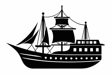 ship line art silhouette vector illustration