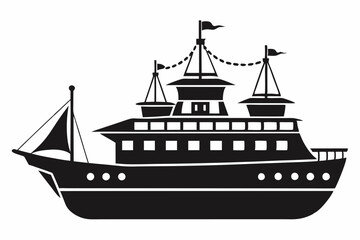ship line art silhouette vector illustration