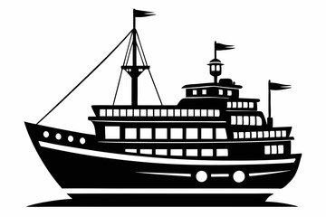ship line art silhouette vector illustration