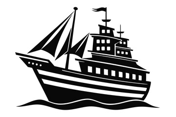 ship line art silhouette vector illustration