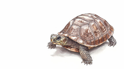 Obraz premium Box turtle in a retracted position on white background. Carapace. Illustration
