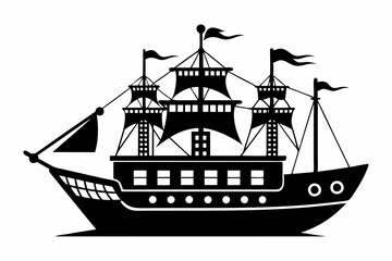ship line art silhouette vector illustration