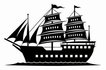 ship line art silhouette vector illustration