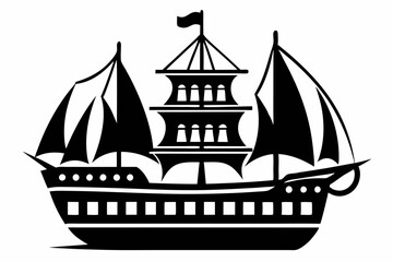 ship line art silhouette vector illustration