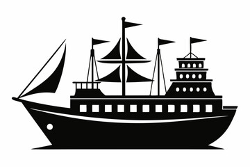 ship line art silhouette vector illustration
