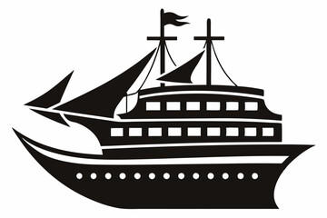 ship line art silhouette vector illustration
