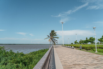 Walking along the water, promenade of Baranquilla in Colombia.