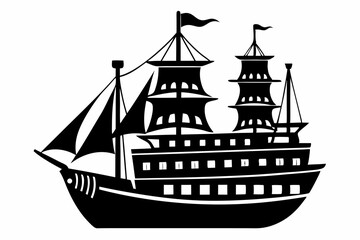 ship line art silhouette vector illustration