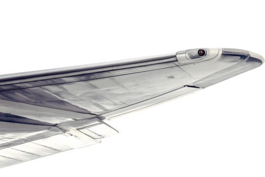 Angular view of a plane wing isolated on a transparent background - Powered by Adobe