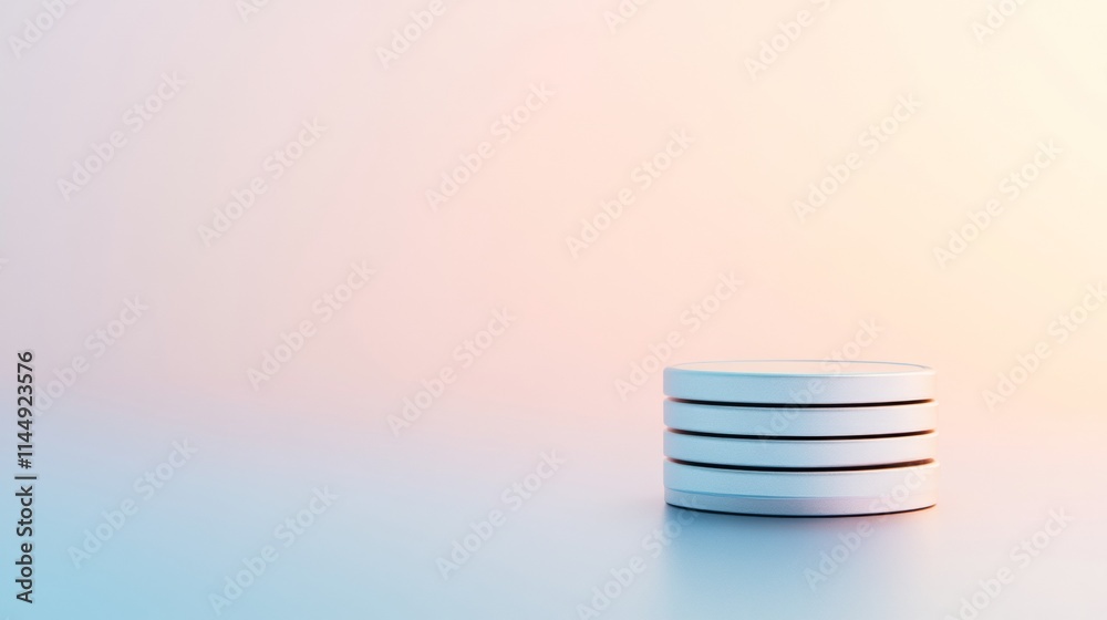 Aufkleber Minimalistic Pastel Disc Stack Against Textured Gradient Background