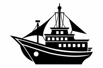 ship line art silhouette vector illustration